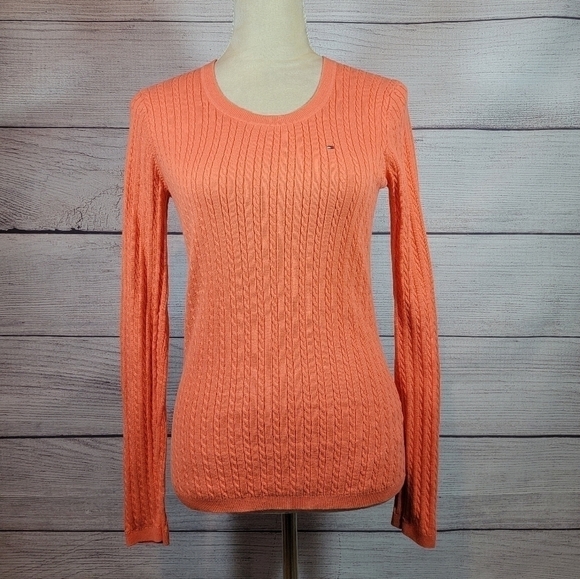 TOMMY Hilfiger Knit Round Neck Pullover Sweater Orange Size Small - Picture 1 of 7